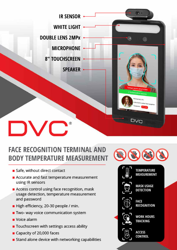 DVC Face Recognition and Body Temperature Measurement Terminal